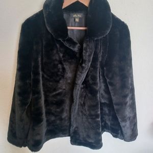 Melissa Paige Black Faux Fur Coat Jacket Large